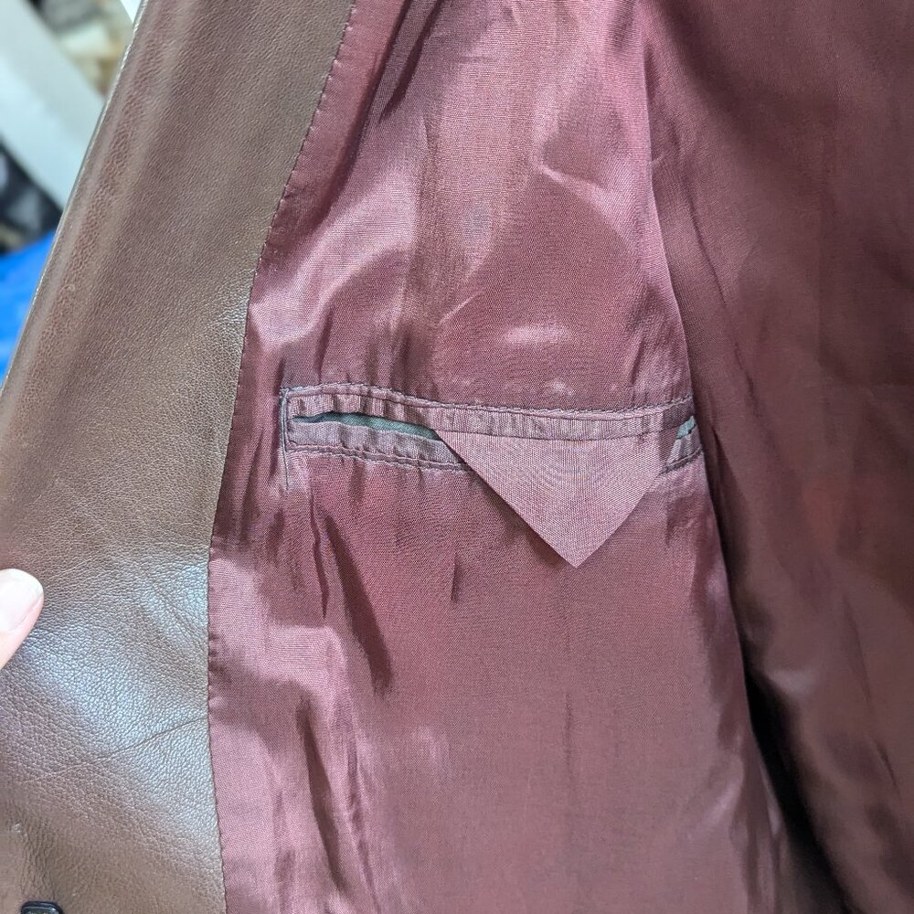 Brown Danier Blazer Style Leather Coat - Picture 8 of 10